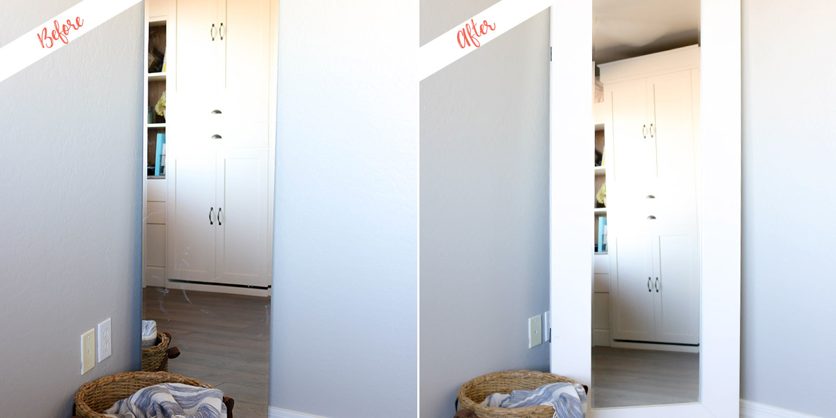 Full Length Mirror with Storage, before and after
