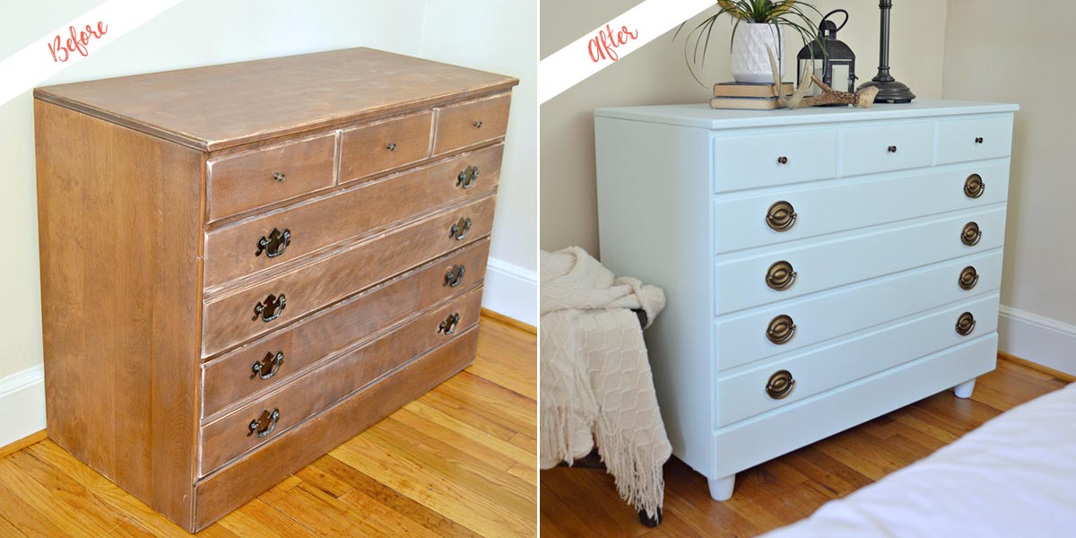 Refinished Dresser, before and after