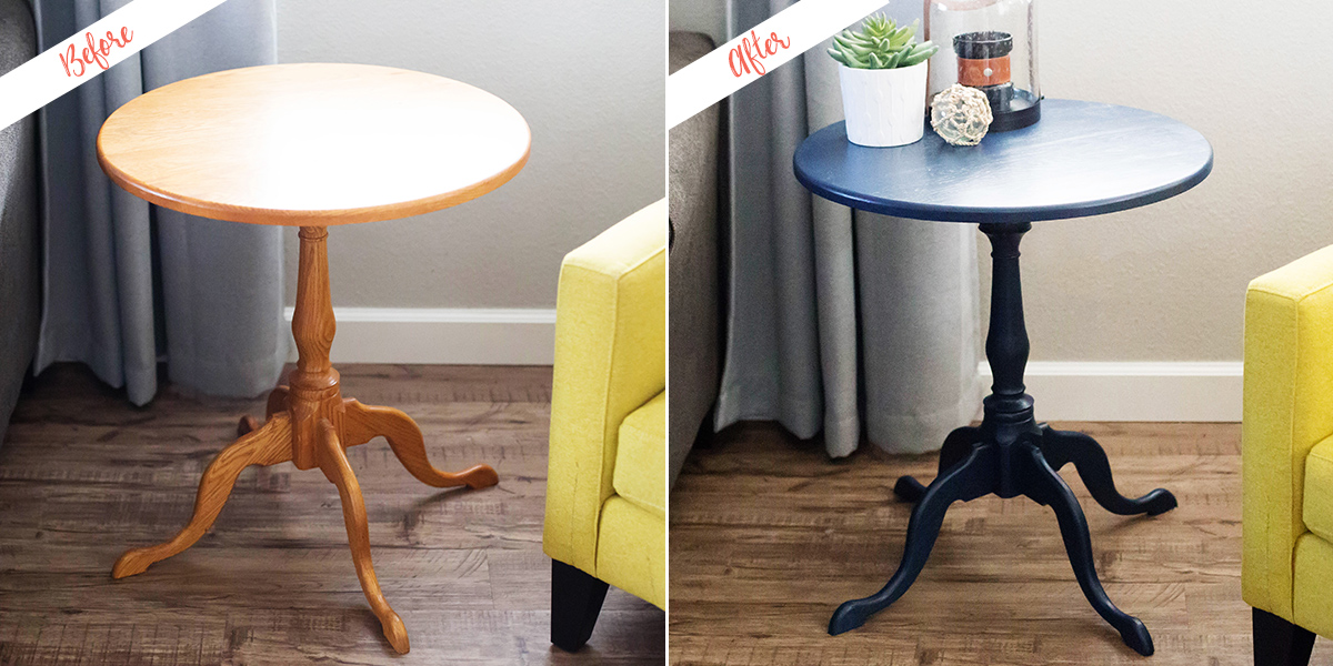 Side table, before and after
