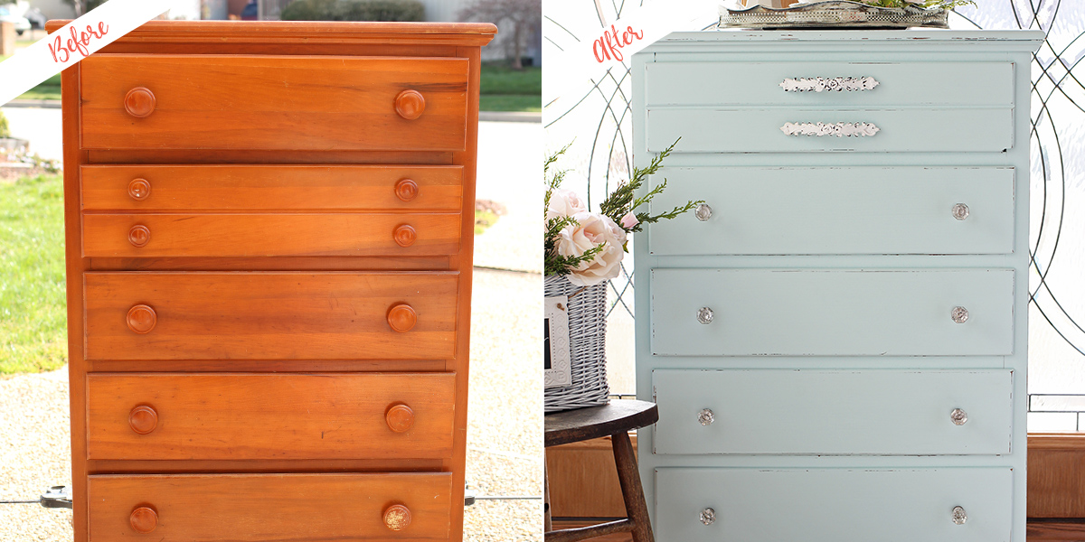 Dresser Makeover project, before and after