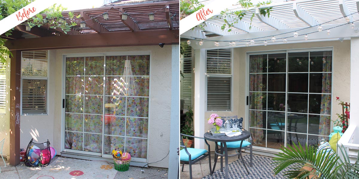 Repainted Pergola project, before and after
