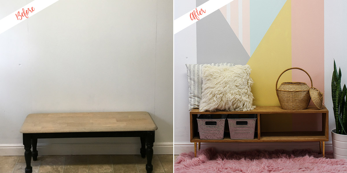 Geometric Accent Wall project, before and after