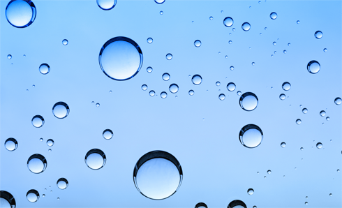 Water bubbles with sky blue color in the background